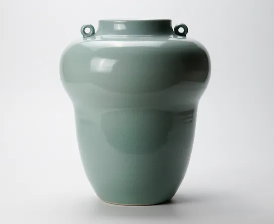 Miyanohara Ken 宮之原 謙, Celadon Flower Vase with Ring Handles, 耳付青磁花挿, circa 1960s