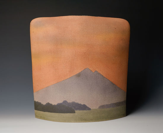ITO Motohiko 伊藤東彦, Nunome Flower Jar, Imaginary Image of Tsukuba Mountain 布目花瓶 筑波山幻想, 2000