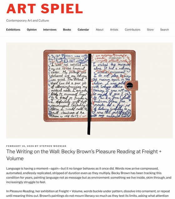 The Writing on the Wall: Becky Brown’s Pleasure Reading at Freight + Volume