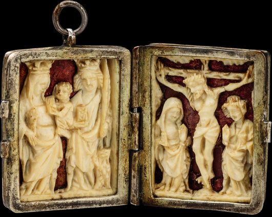 Diptych Pendant with Virgin and Child and Crucifixion Scene