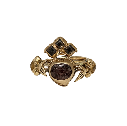 Gimmel Ring with Love Motifs, Ring: Western Europe, 17th century Intaglio: Probably Roman