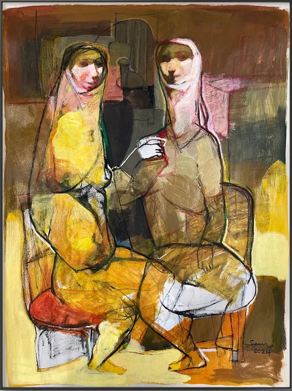 Falah Al-Saeedi Women in the Marshes series, 2025 Acrylic and pastel on paper 61 x 45 cm