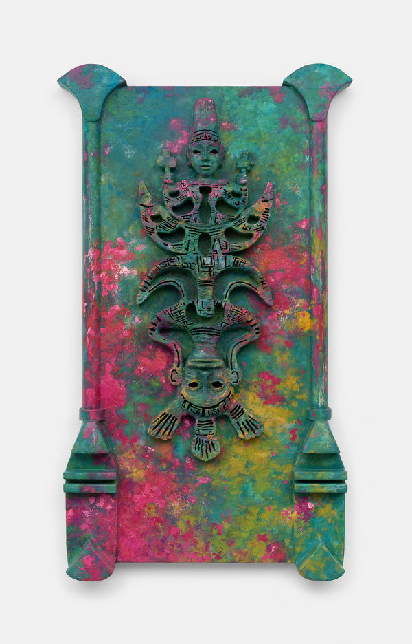 Julien Creuzet, rêve, cauchemar, trauma et insomnie, sueur, sécretion et bactterie, rejet et désir, dos à dos nous avons passé la nuit à réflechir à nos archéologies du futur (scotomisation, vielle relique, rame), 2025