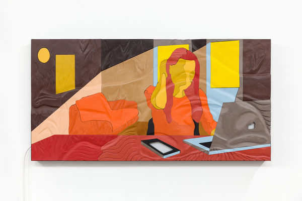 Neïl Beloufa, Talking about sleeping under the stars, with city lights and pollution blocking the view , 2021