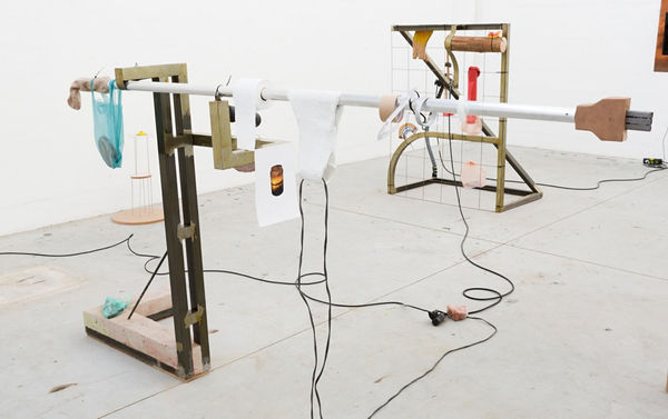 Neïl Beloufa, horizontal usb knight, work out, macho dream of a wedding, his length, 2014