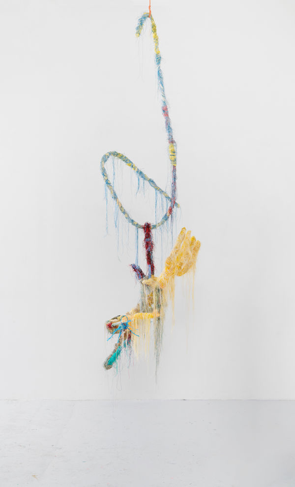 Julien Creuzet, Nos diables rouges, nos dérives commotions, our common necessity, we plow the dried-up land, chemin d’eau, des marées, nous pleurons, des perles salées (trident jaune), 2025