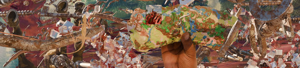 Julien Creuzet, Nos diables rouges, nos dérives commotions, Dioscorea alata (hallucination, Louvre, pariétal, clou et fer à cheval), 2025