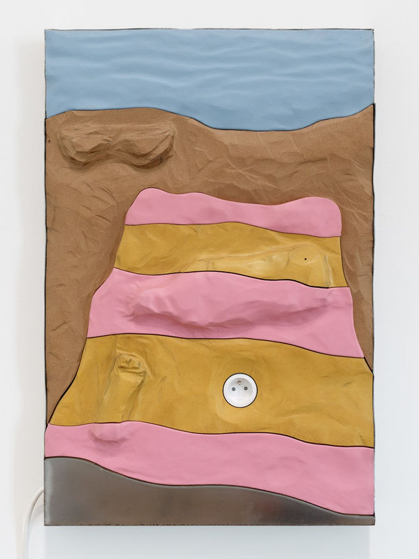 Neïl Beloufa, Pink and Yellow towel , 2019