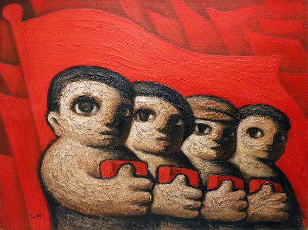 Yin Xin, 4 communists with red flags, 1995