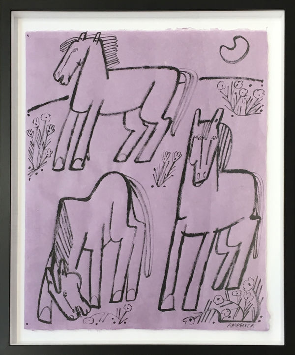 America Martin, Three Horses and Early Moon, 2019