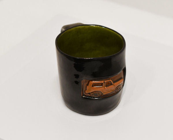 Ken Price, Tequila Cup Orange Truck Green Interior, ca. 1990s