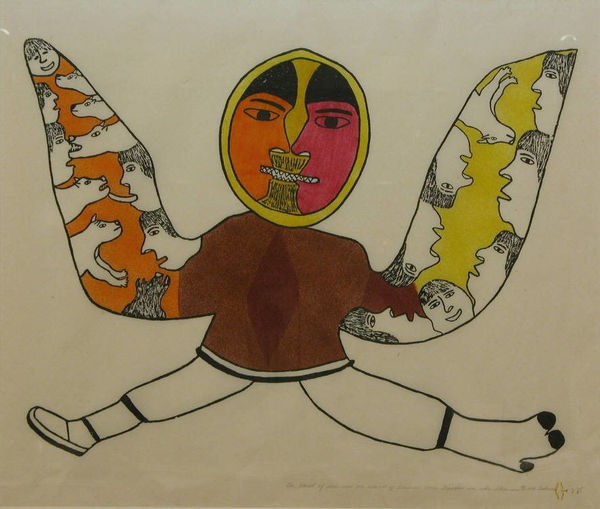 Simon Tookoome, The World of Man and the World of Animals come together in the Shaman, 1973