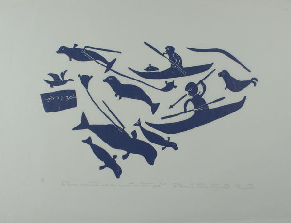 Joe Talirunili, The Hunters Capture Whales With Their Harpoons And Sealskin Floats, 1975