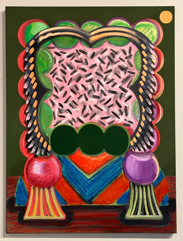 Peter Schenck Gatekeeper, 2019 - 2025 Acrylic, chalk pastel, flashe on canvas 40 x 30 inches