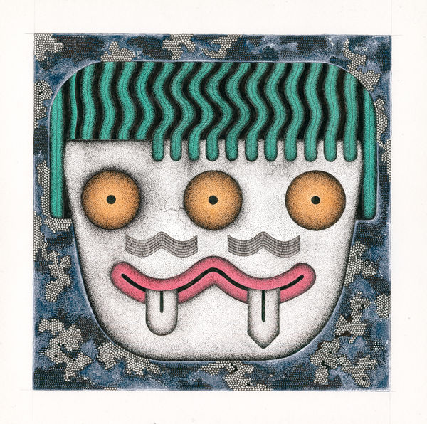 Herry Koo Untitled Head Six , 2023 Acrylic markers, archival ink pen on watercolor paper 16.25" x 16.25"
