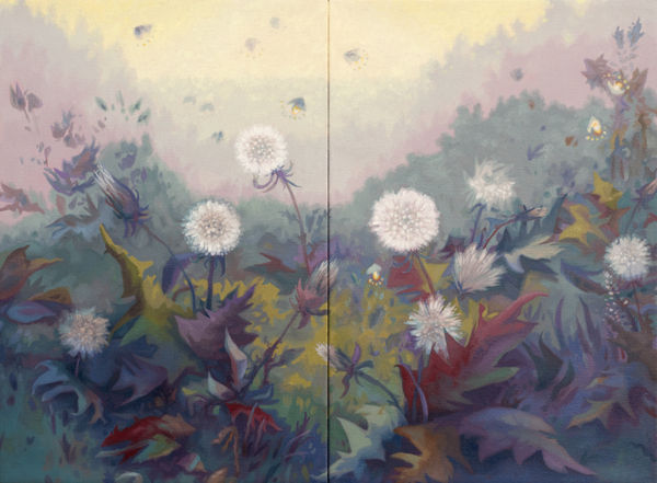 Dana Oldfather, Dandelion Diptych, 2024