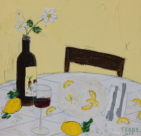 Teddy Benfield, Untitled (Wine Label 2: Still Life), 2024