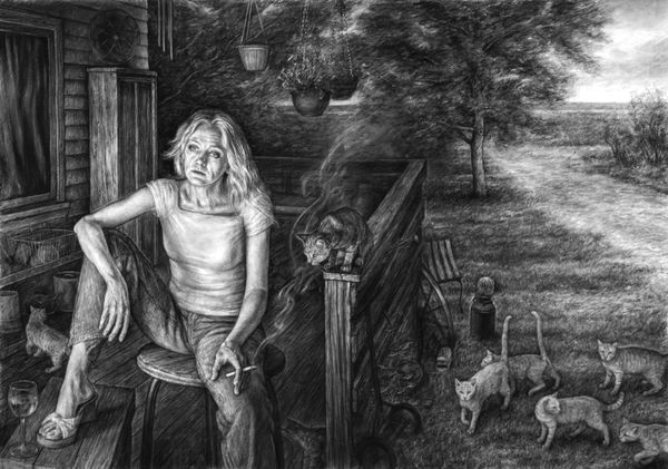 Anita with Barnyard Cats