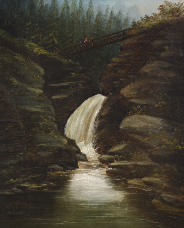 Robert S. Duncanson Waterfall Oil on Canvas 10 x 8 in 25.4 x 20.32 cm
