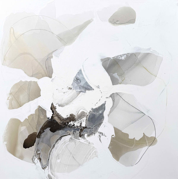 Liz Barber Floating Petals 3 Mixed Medium on Canvas 72" x 72"