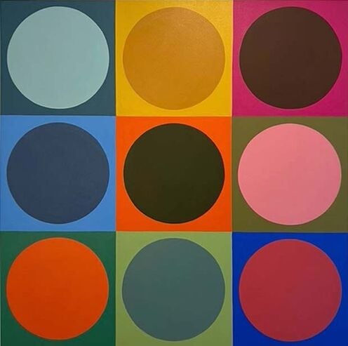 Stephanie Henderson Colorblock Late Summer Acrylic on Canvas 48" x 48"