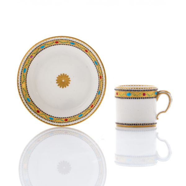 Sèvres Porcelain, A Soft-Paste Sèvres Porcelain 'jewelled' Cup & Saucer, circa 1780-82