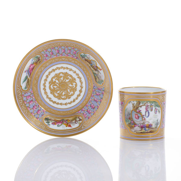 Sèvres Porcelain, A French 18th Century Hard-Paste Sèvres Porcelain Cup & Saucer, 1778