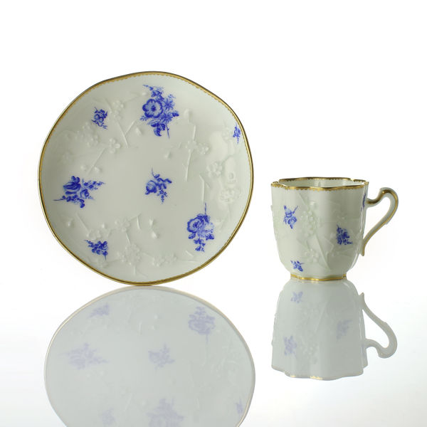 Sèvres Porcelain, A Sèvres Porcelain Octagonal Cup and Saucer, 1759