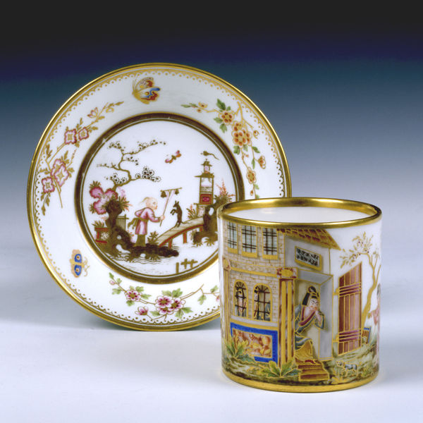 Sèvres Porcelain, An Exceptionally Fine Hard-Paste Sèvres Chinoiserie Cup & Saucer, 1779