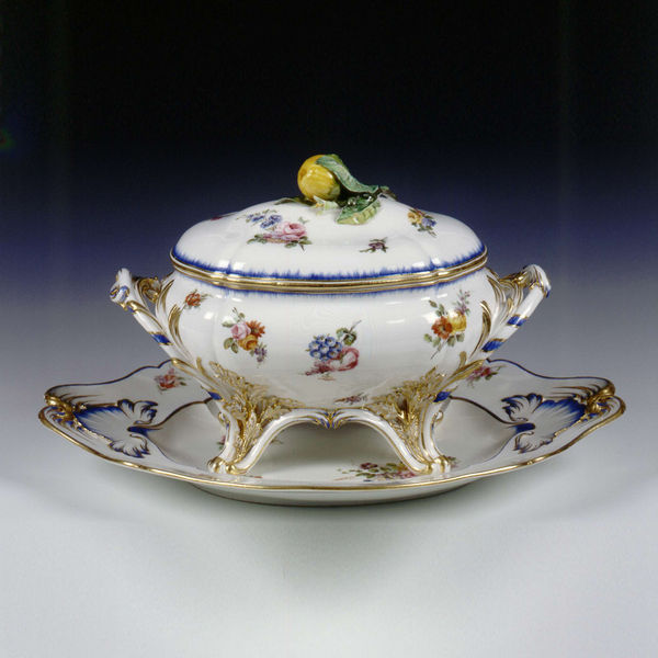 Sèvres Porcelain, A Very Rare Vincennes Tureen, Cover & Stand, 1755-56