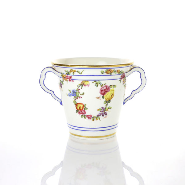Sèvres Porcelain, A Soft-Paste Sèvres Porcelain Two-Handled Wine Glass Cooler, 1759