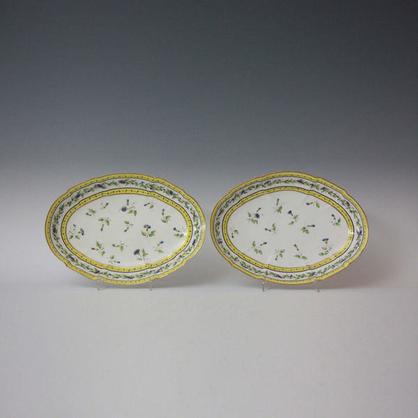 Sèvres Porcelain, A Pair of Oval Sèvres Soft-Paste Porcelain Dishes, 1788