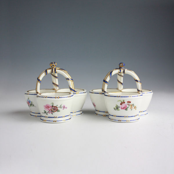 Sèvres Porcelain, A Pair of Sèvres Triple Salts, circa 1760-70