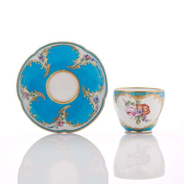 Sèvres Porcelain, A Vincennes Porcelain Cup and Saucer, circa 1753
