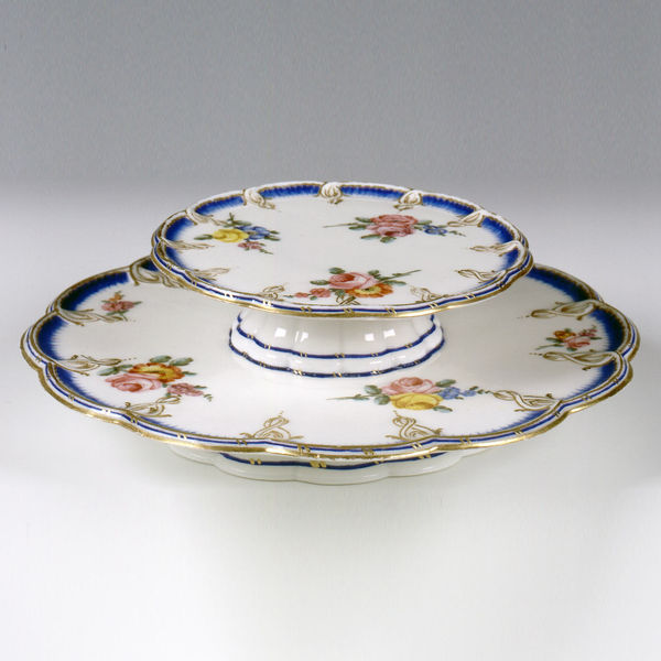 Sèvres Porcelain, One of a Pair of Rare Sèvres Porcelain double Soucoupes à Pied Double, circa 1755-60