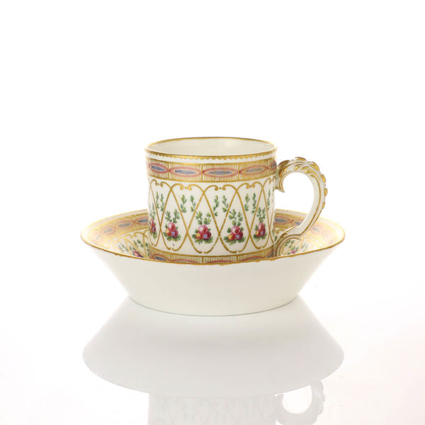 Sèvres Porcelain, A Soft-Paste Sèvres Porcelain Cup and Saucer, 1775