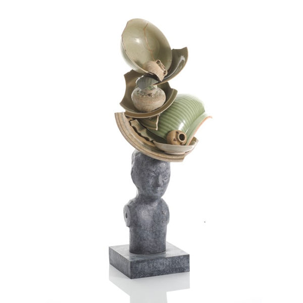 Bouke de Vries, Bronze Bust with Celadon Shards III, 2022