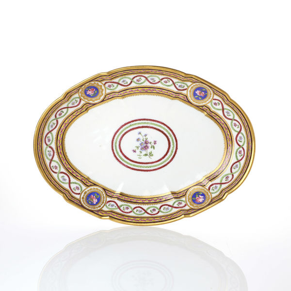 Sèvres Porcelain, A Soft-Paste Sèvres Porcelain Oval Dish from the Duke of Dorset Service, 1784