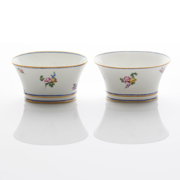 Sèvres Porcelain, A Pair of Oval Sèvres Flower Vases, 1757