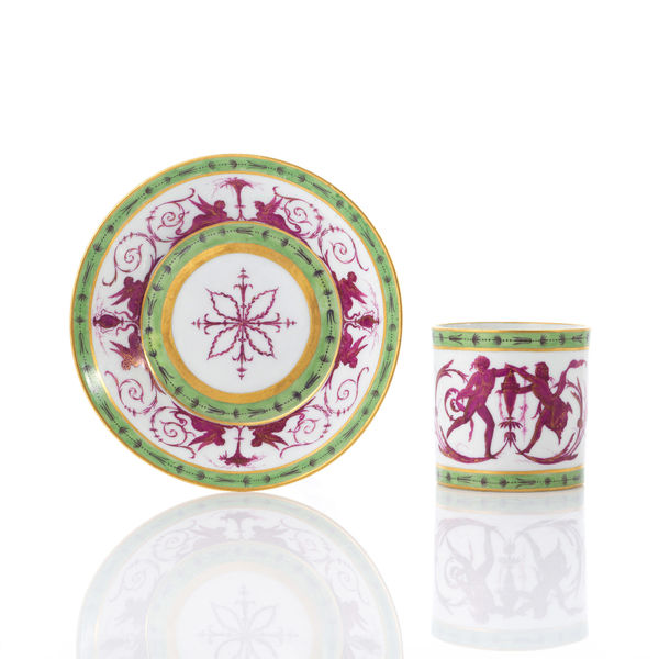 Sèvres Porcelain, A Soft-Paste Sèvres Porcelain Cup & Saucer with Arabesques after Salembier, 1788