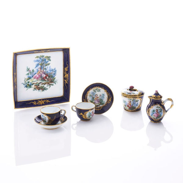 Sèvres Porcelain, A Soft-Paste Sèvres Porcelain bleu lapis Tea Service, 1758