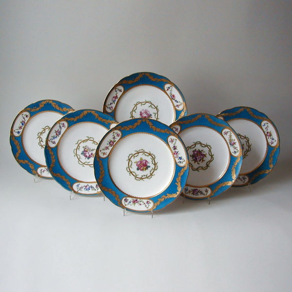 Sèvres Porcelain, Six Plates, 1784