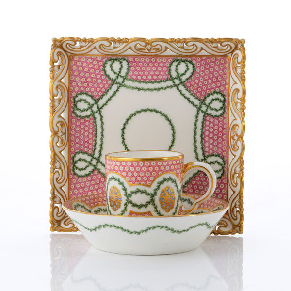 Sèvres Porcelain, A Soft-Paste Sèvres Tea Set with pink fond Taillandier ground, circa 1770