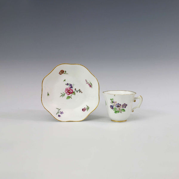 Sèvres Porcelain, A Vincennes Porcelain Cup and Saucer,, circa 1750