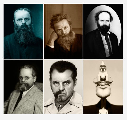 Gavin TURK, Rodin, Morris, Cézanne, Man Ray, Dali (Beard Lithographic Print), 2015