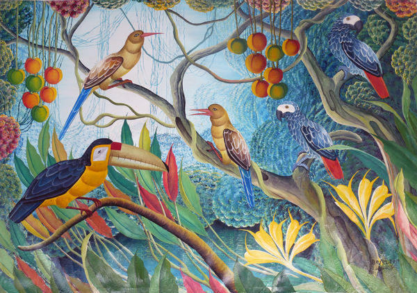 Abangwa "Béret" Babotchwe: Le Douanier Rousseau Congolais, Untitled (Birds), 2019