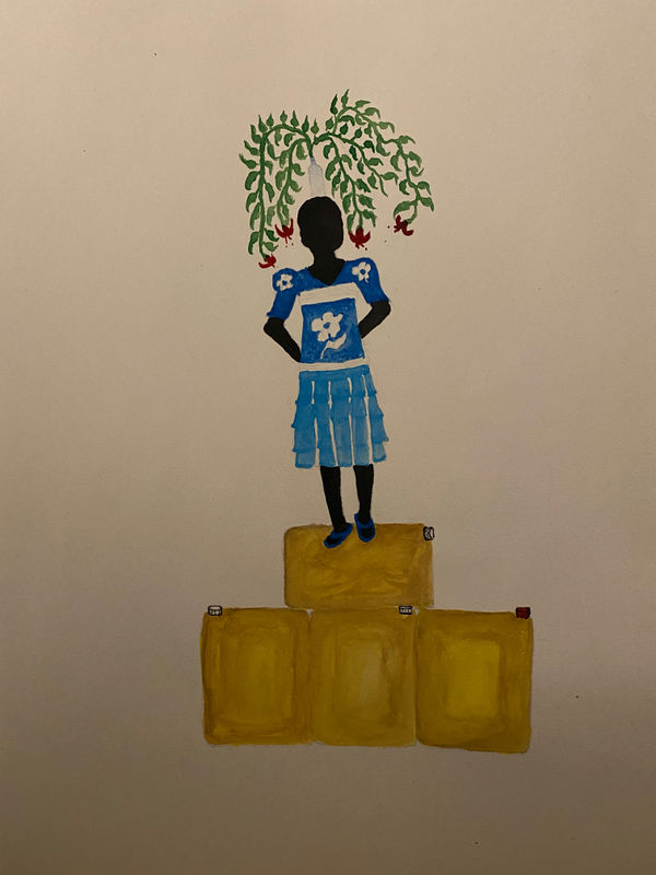 Saidou Dicko painting. Burkinabè Artist. Contemporary African Art in Paris. AFIKARIS Gallery. Self-taught artist. Echoes to Peulh tradition. Figurative and poetic.