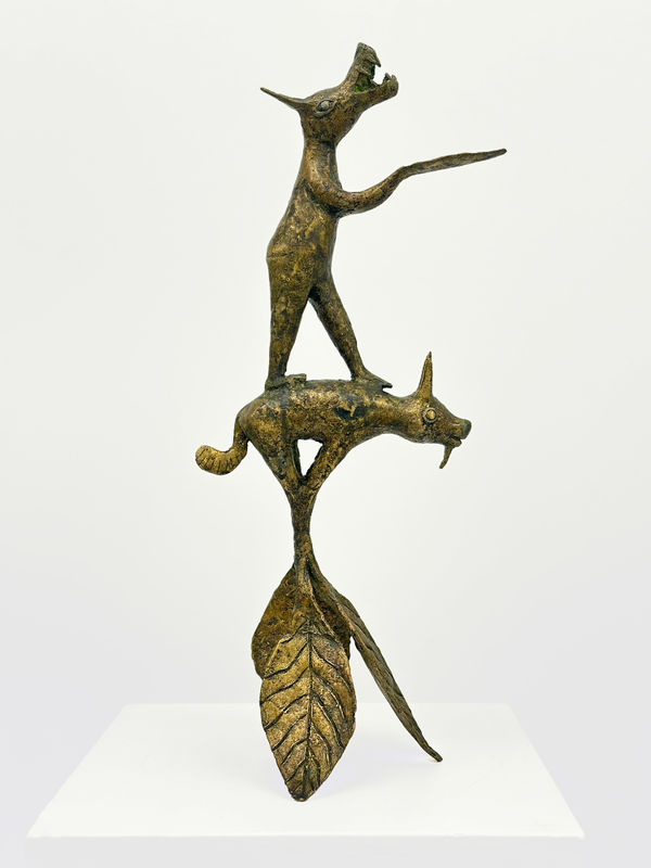 Hervé Yamguen sculpture. Bronze. Historical Cameroonian artist. AFIKARIS Gallery. Contemporary African Art in Paris. Cercle Kapsiki. Figurative animals.