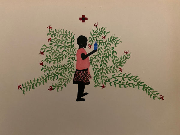 Saidou Dicko painting. Burkinabè Artist. Contemporary African Art in Paris. AFIKARIS Gallery. Self-taught artist. Echoes to Peulh tradition. Figurative and poetic.