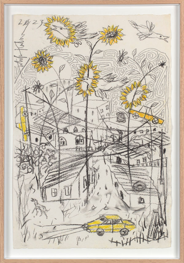 Salifou Lindou painting. Cameroonian Artist. Contemporary African art in Paris. AFIKARIS Gallery Paris. Mixed media on canvas. Figurative portraits. Duality of human beings. Observation of society. Cercle Kapsiki.